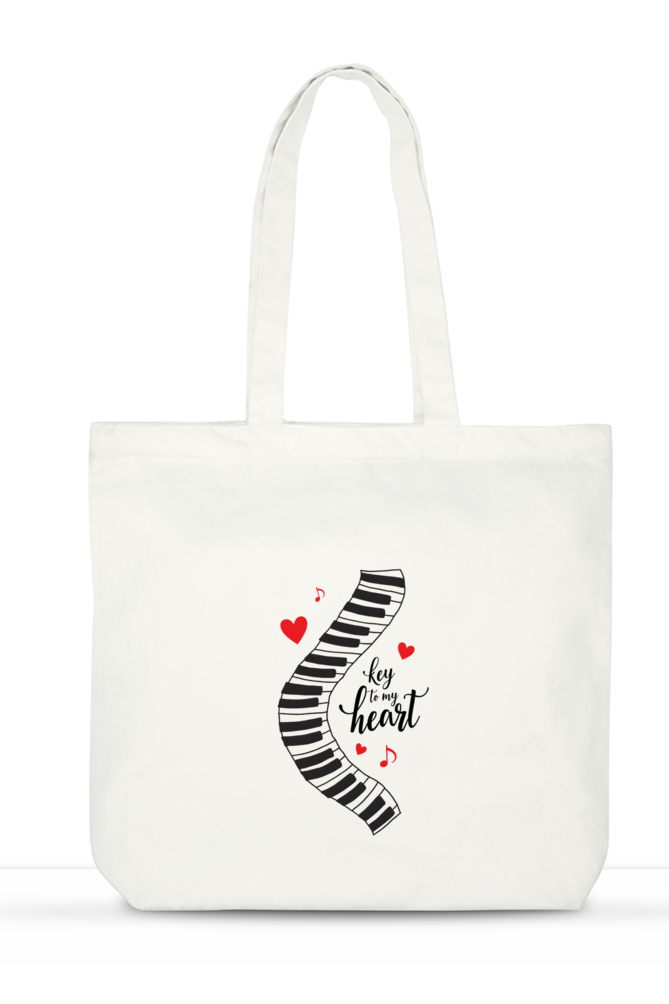 LargeToteBag - Key To my Heart- With Zipper - Starvia Large Tote Bag