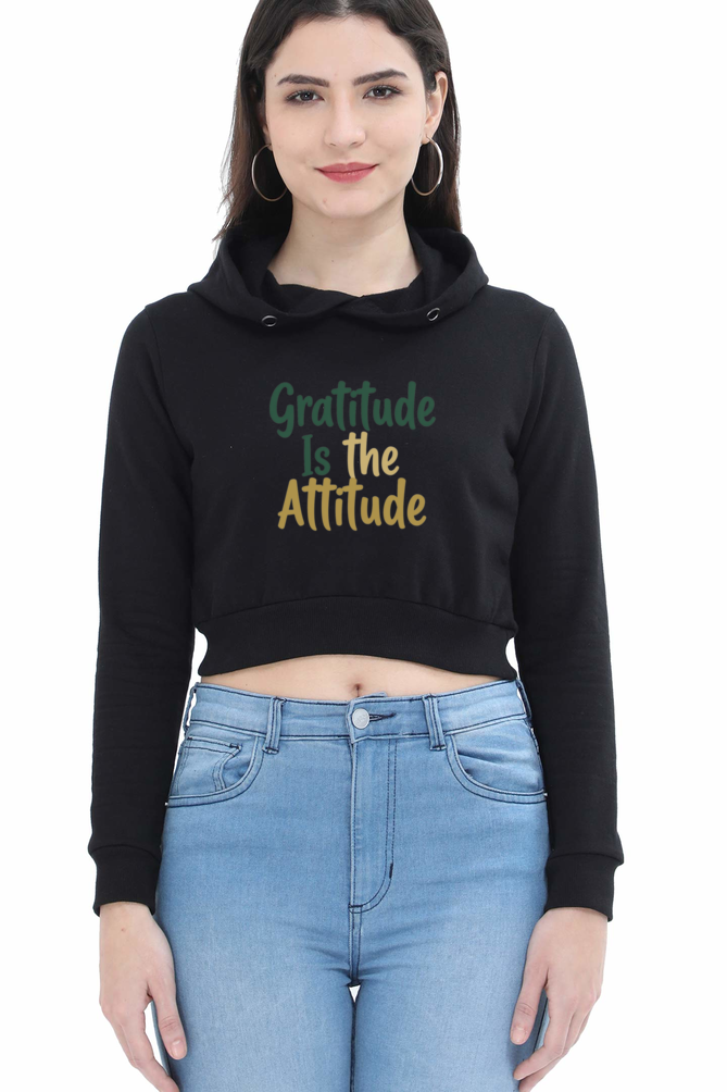 Female Crop Hoodie β "Gratitude Is the Attitude" Inspirational Design β¨ - Starvia Crop Hoodies