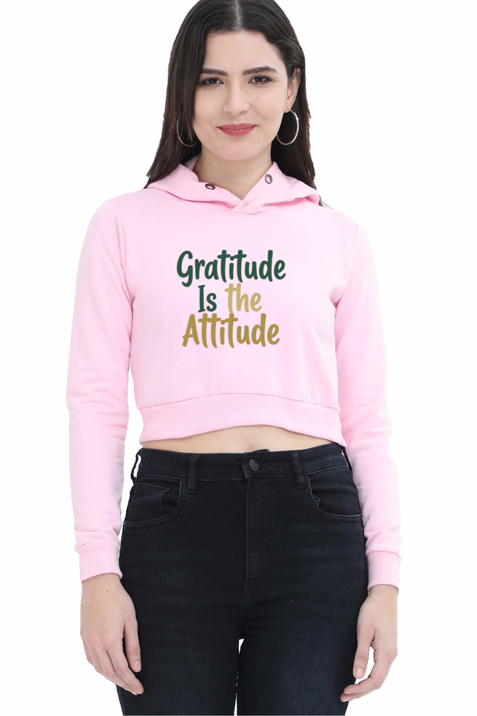 Female Crop Hoodie β "Gratitude Is the Attitude" Inspirational Design β¨ - Starvia Crop Hoodies