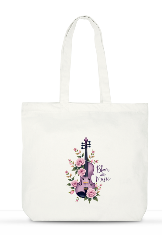 LargeToteBag - Bloom with Music- With Zipper - Starvia  Large Tote Bag