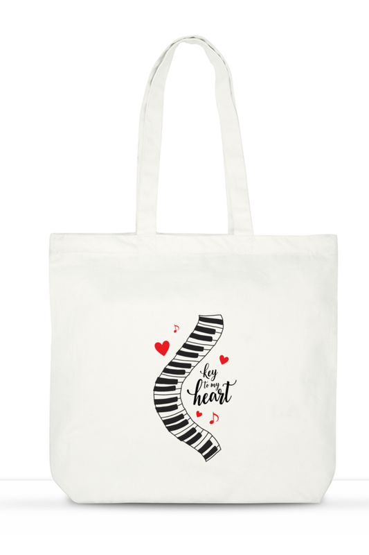 LargeToteBag - Key To my Heart- With Zipper - Starvia  Large Tote Bag