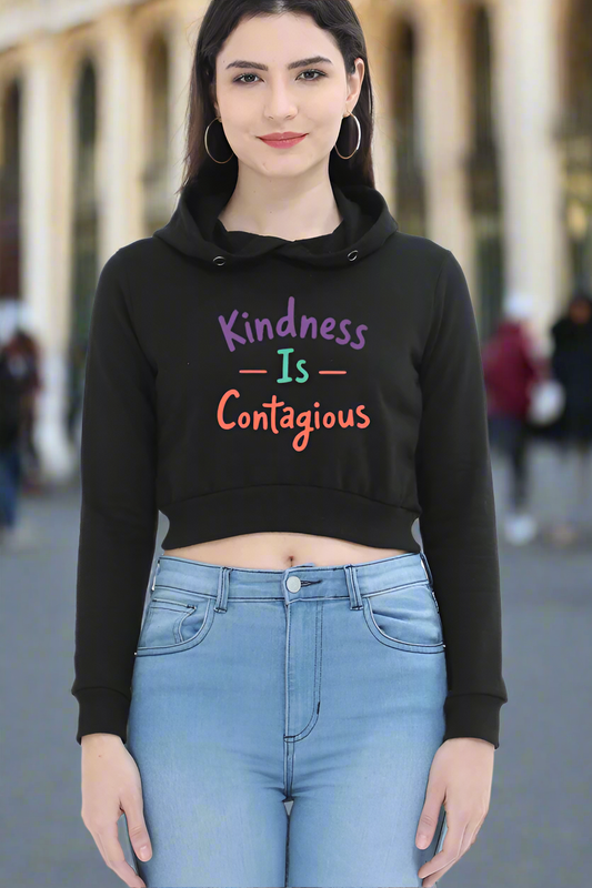 Female Crop Hoodie – "Kindness Is Contagious" Inspirational Design 🌟 - Starvia  Crop Hoodies