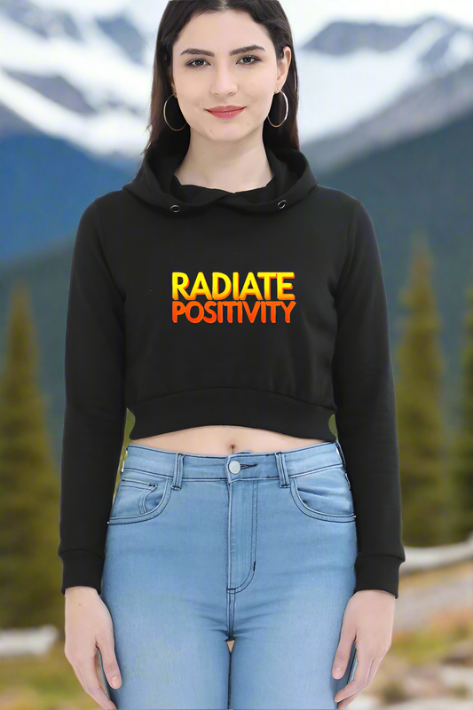 Female Crop Hoodie – "Radiate Positivity & Success" Inspirational Design 🌟 - Starvia  Crop Hoodies