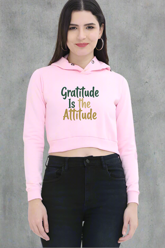 Female Crop Hoodie – "Gratitude Is the Attitude" Inspirational Design ✨ - Starvia  Crop Hoodies