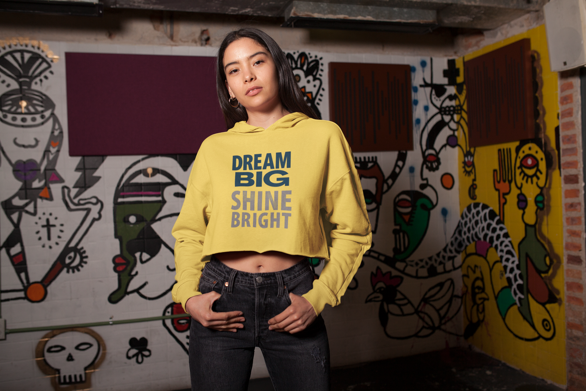 Female Crop Hoodies | DreamBig,ShineBright - Starvia  Crop Hoodies